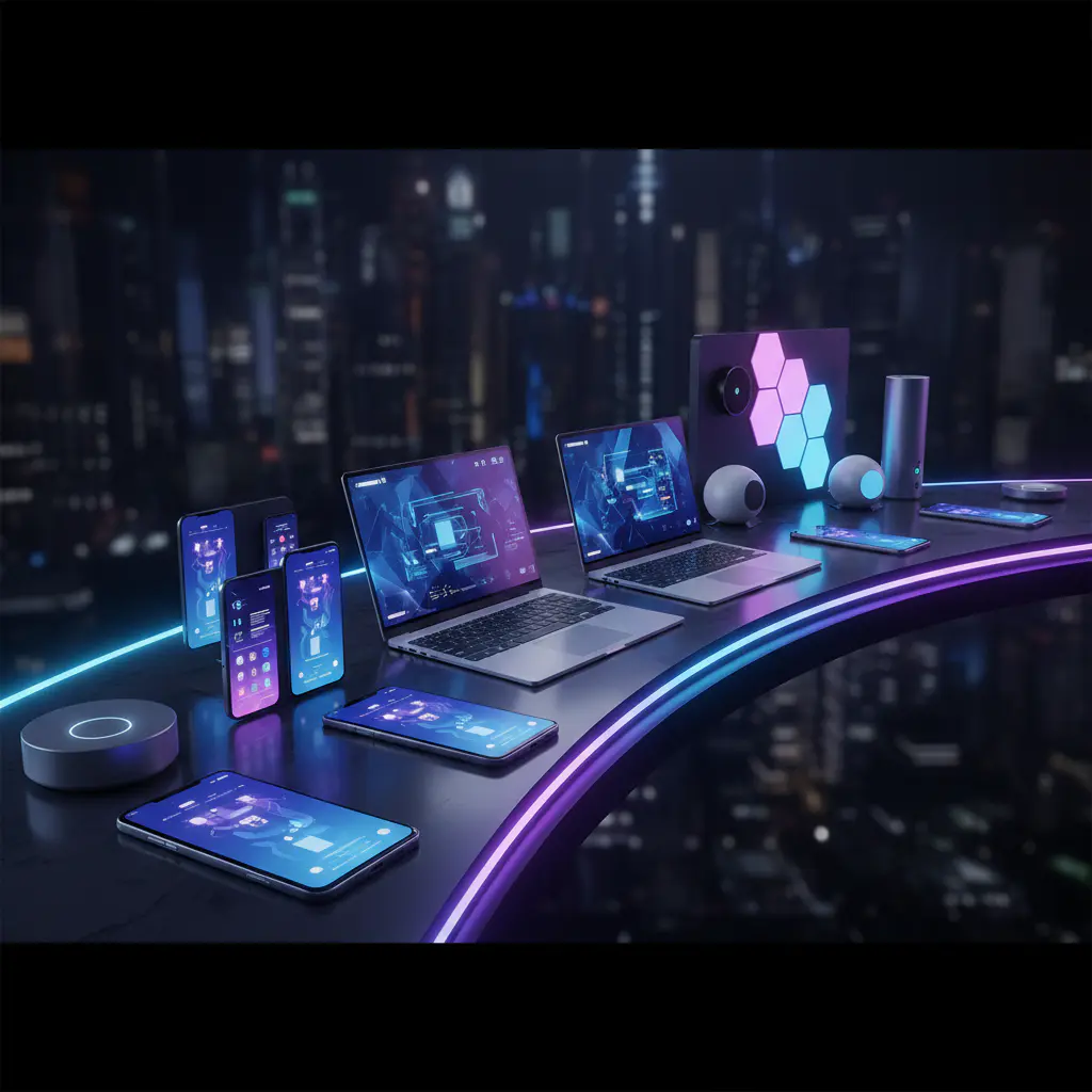 Futuristic electronics showcase
